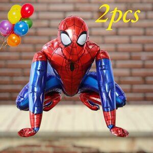 2Pices Set Spiderman 3D, Stand Airwalker Foil Balloons, Large Size for Kids